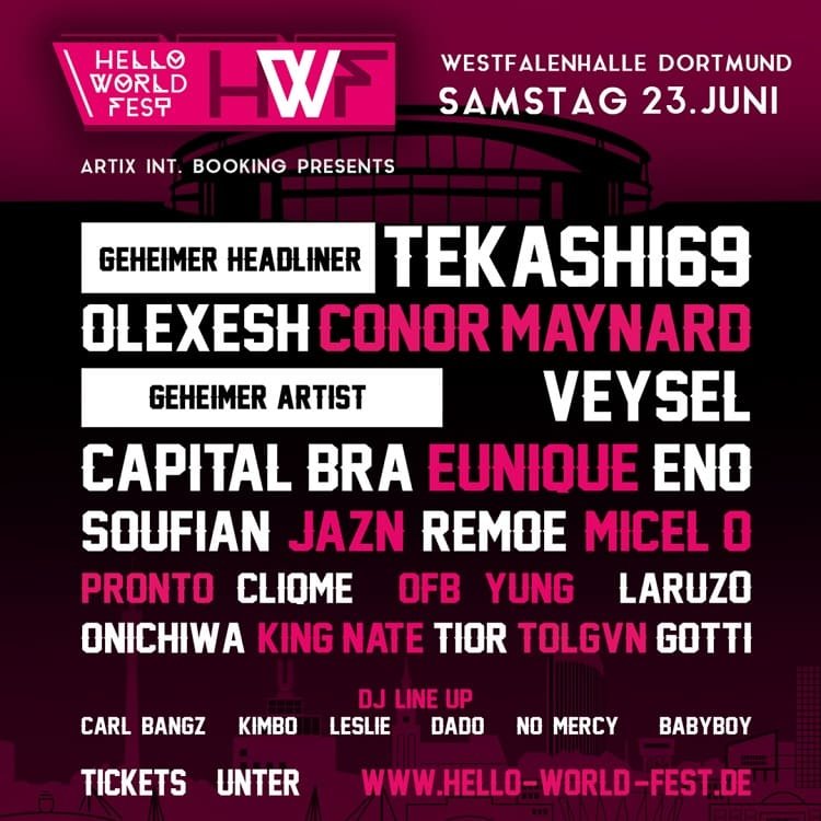 Hello World Fest in Dortmund: Featuring Capital Bra, Olexesh, Tekashi 6ix9ine uvm.